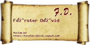 Fürster Dávid névjegykártya